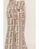 Image #4 - Panhandle Girls' Southwestern Striped Button Flare Stretch Denim Jeans , Natural, hi-res