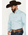Stetson Men's Geo Print Long Sleeve Button-Down Western Shirt, Blue, hi-res