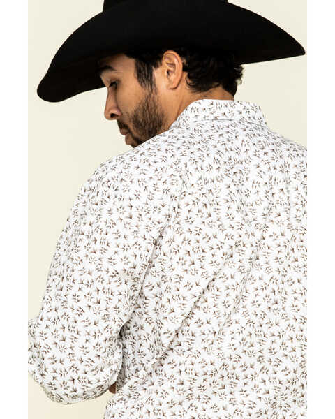 Image #5 - Resistol Men's White Palmetto Floral Print Long Sleeve Western Shirt , White, hi-res