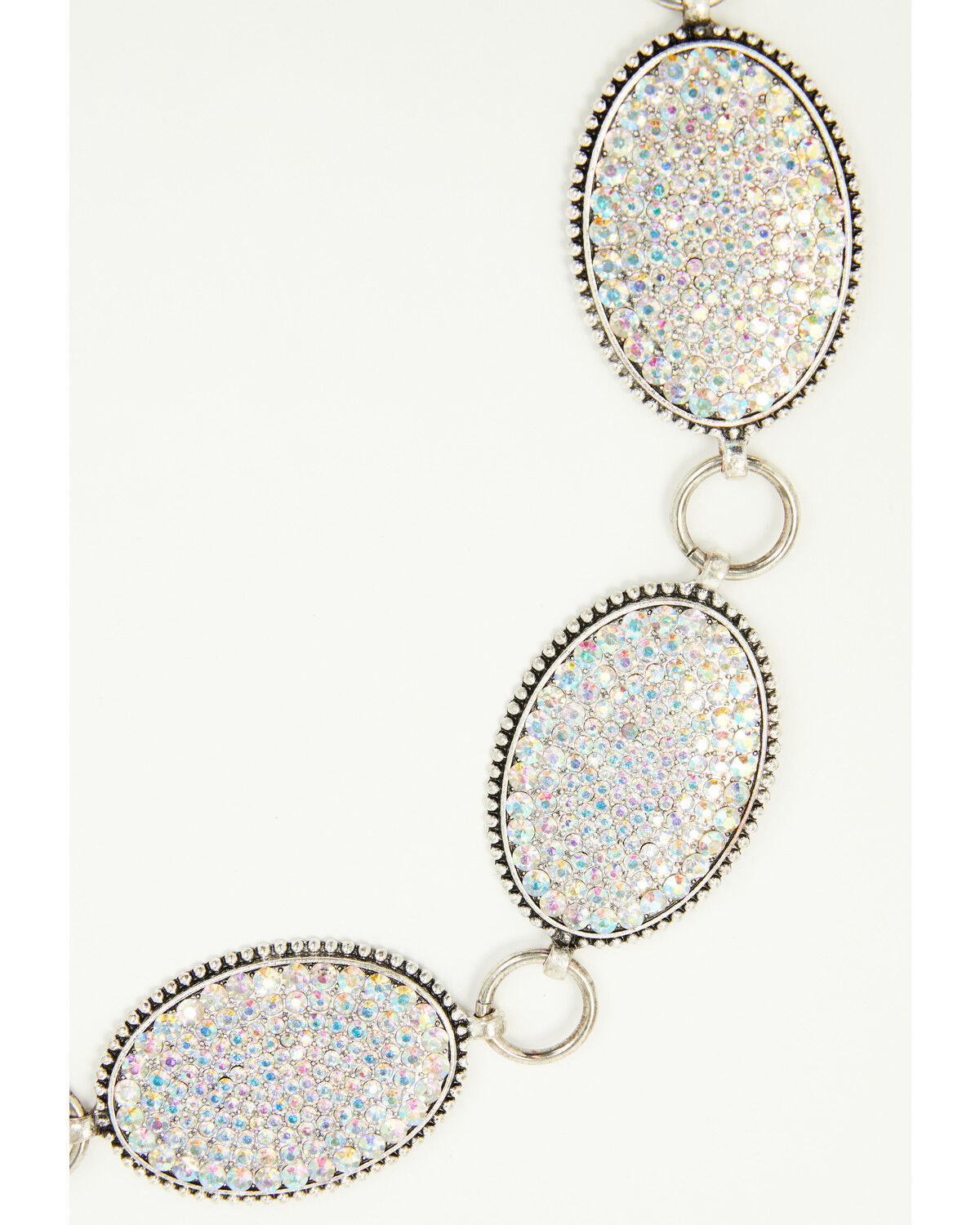 Image #3 - Southern Grace Women's Crystal Oval Concho Chain Belt, Iridescent, hi-res