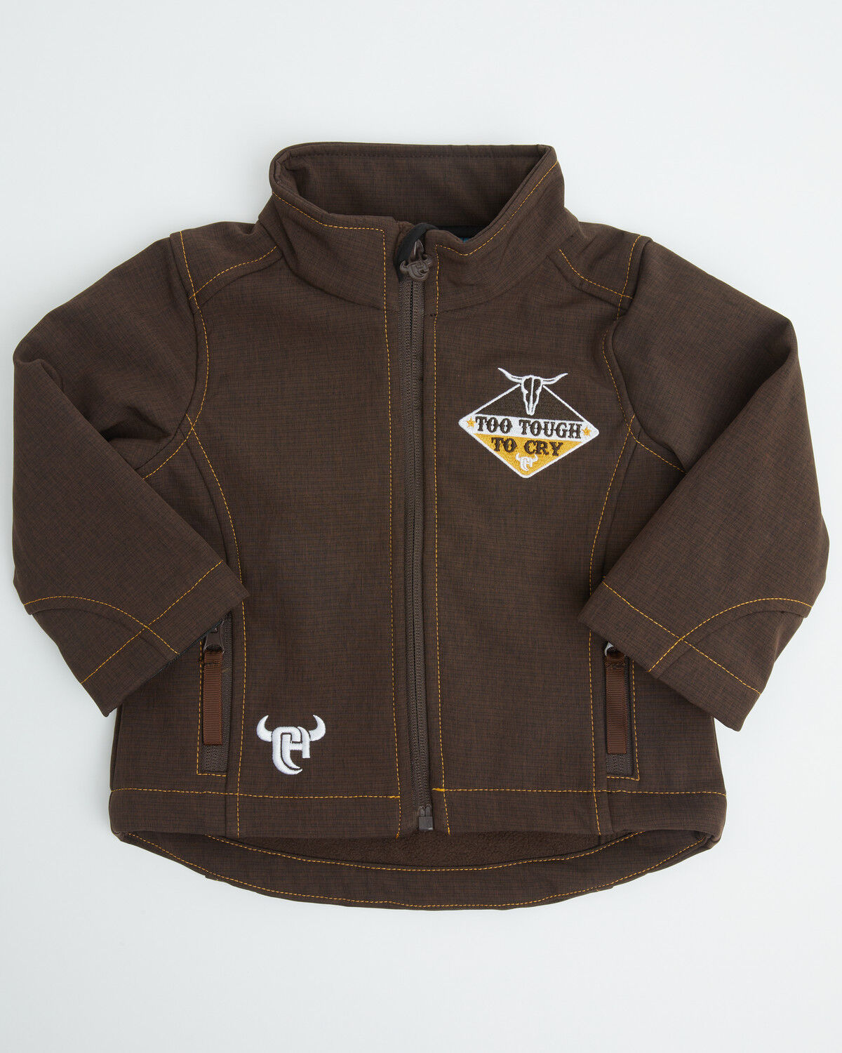 Image #1 - Cowboy Hardware Toddler Boys' Too Tough Embroidered Softshell Jacket, Brown, hi-res