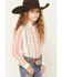 Image #2 - Wrangler Girls' Striped Print Long Sleeve Snap Western Shirt, Coral, hi-res
