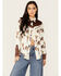 Image #1 - Rodeo Quincy Women's Horse Print Long Sleeve Pearl Snap Western Shirt , Ivory, hi-res