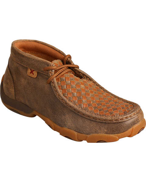 Twisted X Boys' Tall Driving Moccasins- Round Toe , Brown, hi-res