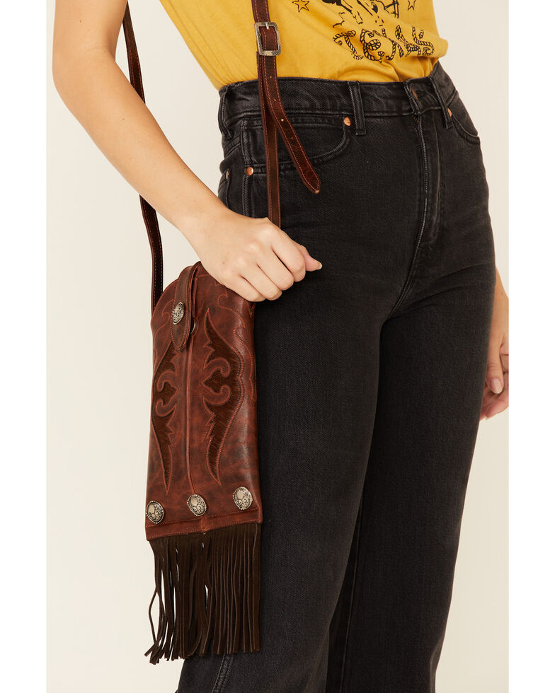 Shyanne Women's Boot Stitch Chestnut Crossbody Bag, Chestnut, hi-res