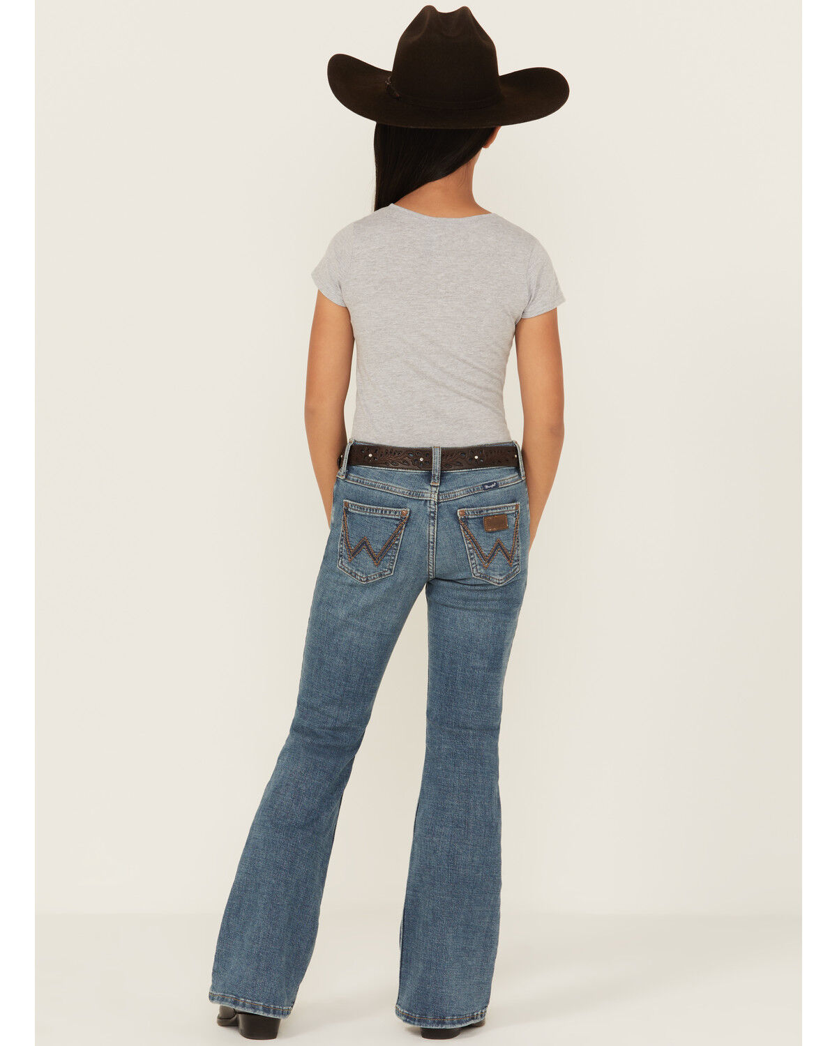 Image #1 - Wrangler Girls' Flare Stretch Denim Jeans, Blue, hi-res