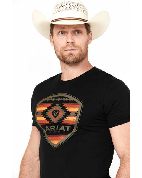 Image #2 - Ariat Men's Boot Barn Exclusive Southwestern SMU Short Sleeve Graphic T-Shirt, Black, hi-res
