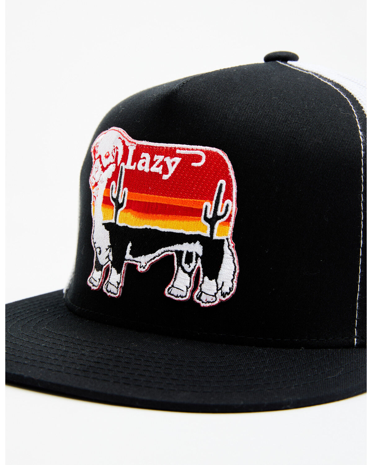 Image #2 - Lazy J Ranch Men's Sunset Cow Patch Mesh-Back Ball Cap, Black, hi-res