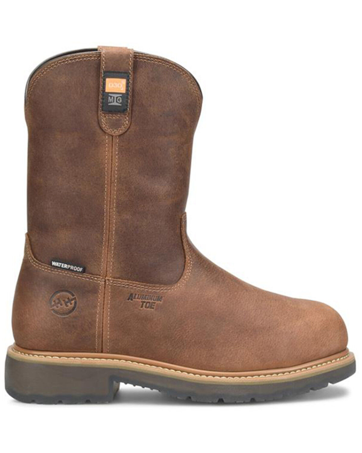 Image #2 - Double H Men's 10" Boss Waterproof Wellington Work Boots - Round Toe, Brown, hi-res