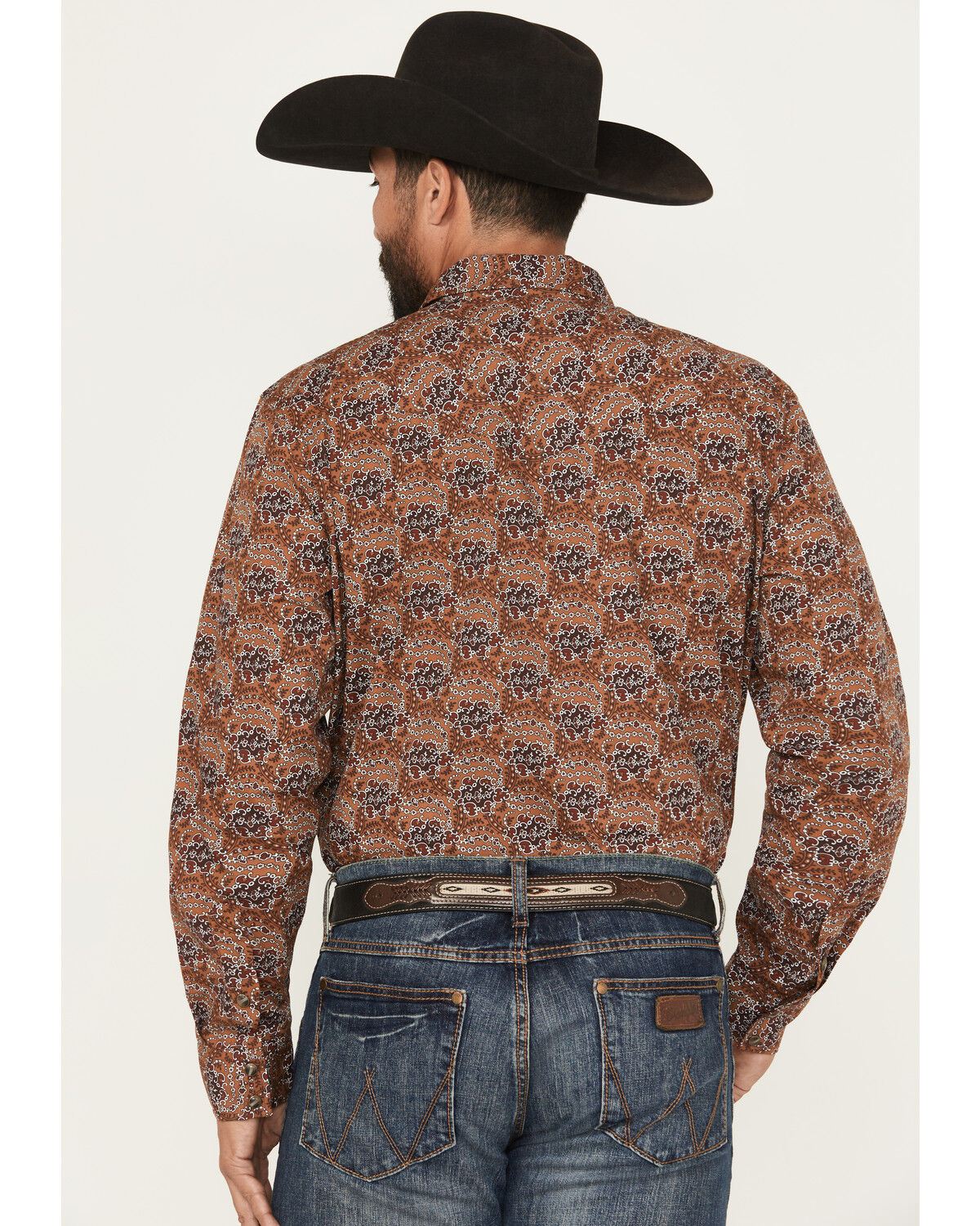 Image #4 - Gibson Trading Co Men's Rusted Still Floral Print Long Sleeve Snap Western Shirt, Rust Copper, hi-res