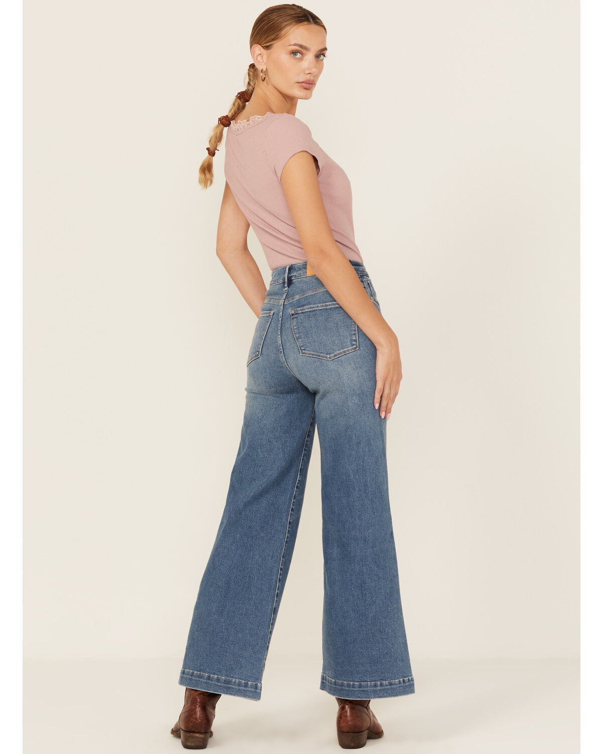 Image #3 - Dear John Women's Fiona Medium Wash Wide Leg Stretch Denim Jeans, Medium Wash, hi-res