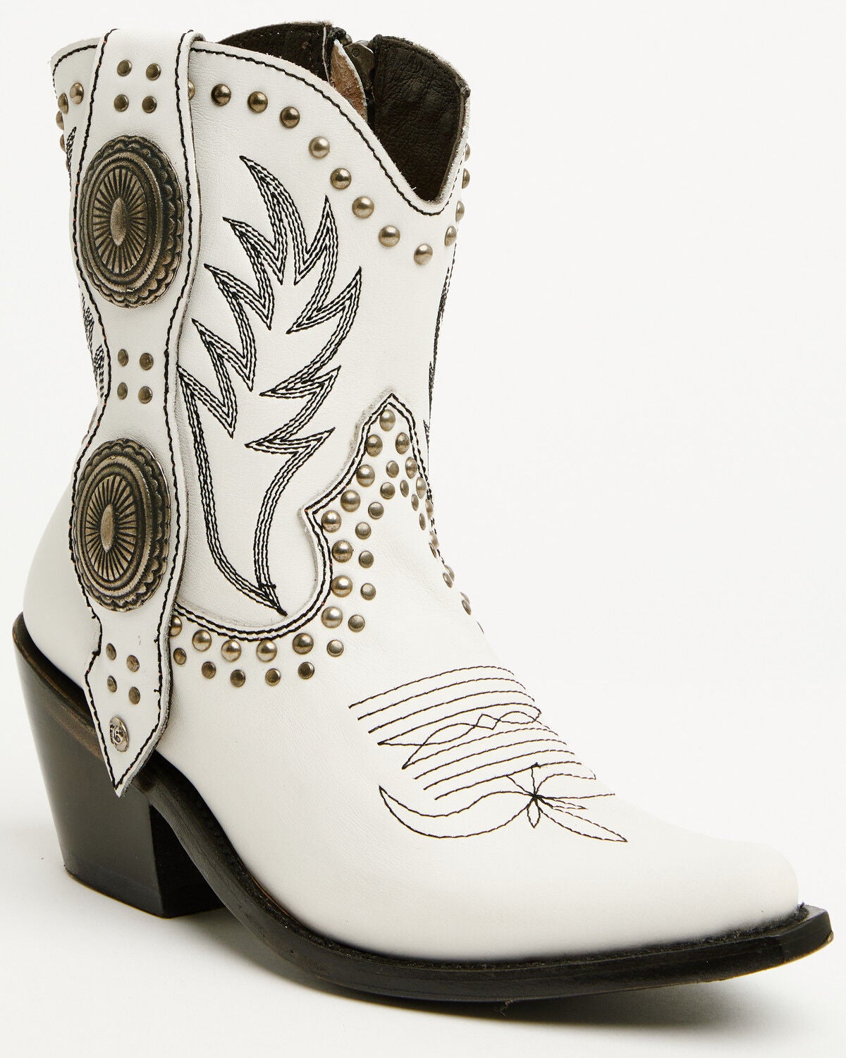 Image #1 - Liberty Black Women's Shirley Concho Western Booties - Snip Toe, White, hi-res