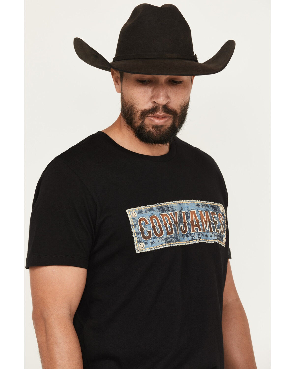 Image #2 - Cody James Men's Denim Patch Logo Short Sleeve Graphic Tee, Black, hi-res