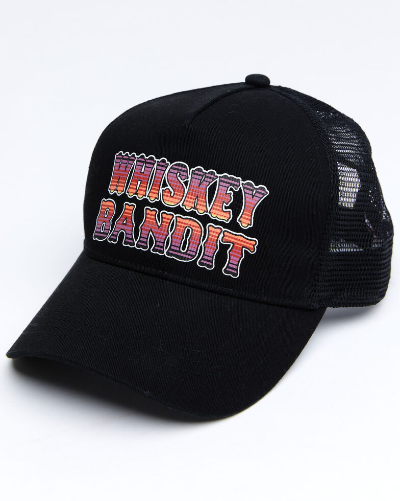 Shyanne Women's Whiskey Bandit Embroidered Mesh Cap , Black, hi-res