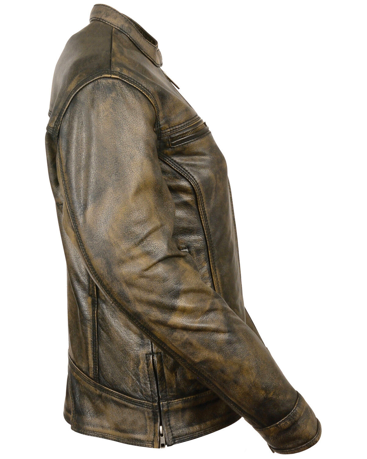 Image #2 - Milwaukee Leather Women's Distressed Vented Scooter Leather Jacket - 5X, Black/tan, hi-res