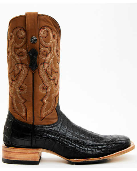 Image #2 - Tanner Mark Men's Exotic Caiman Belly Western Boots - Broad Square Toe, Black, hi-res