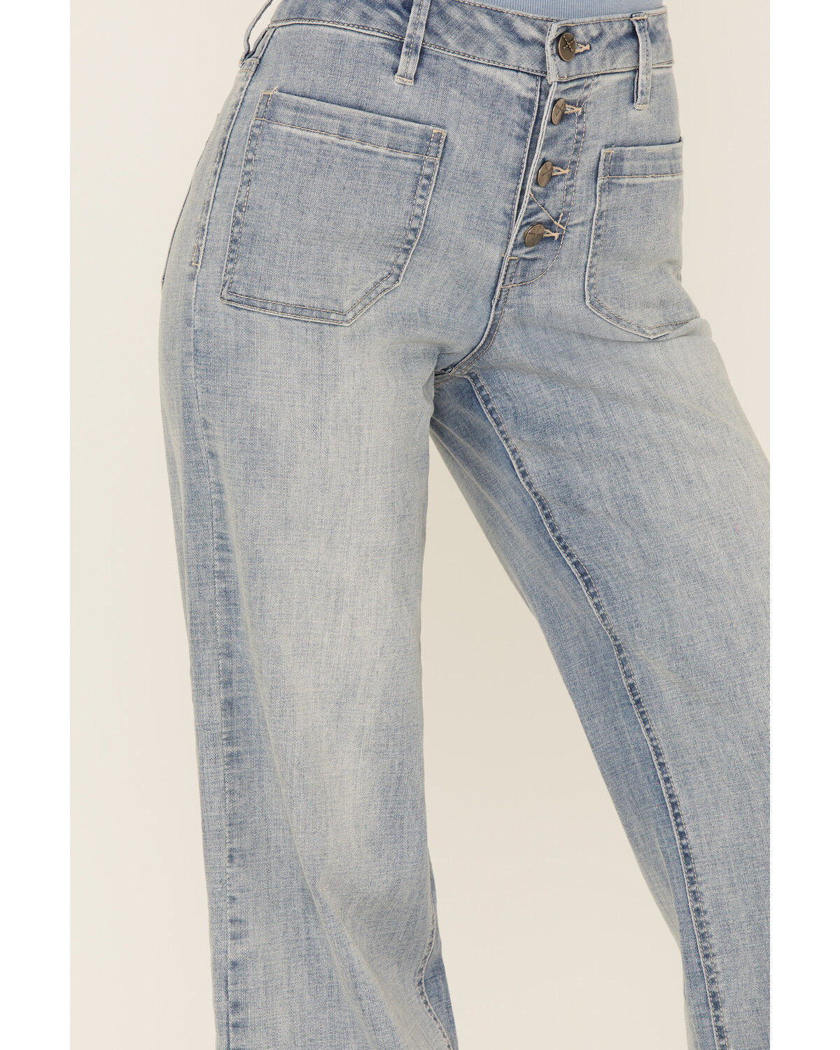 Image #2 - Unpublished Denim Women's Greta Lotus Crop Wide Jeans, Blue, hi-res