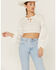 Image #2 - Shyanne Women's Swiss Dot Keyhole Crop Top, White, hi-res