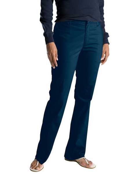 Image #2 - Dickies Women's Flat Front Stretch Twill Pants, Navy, hi-res