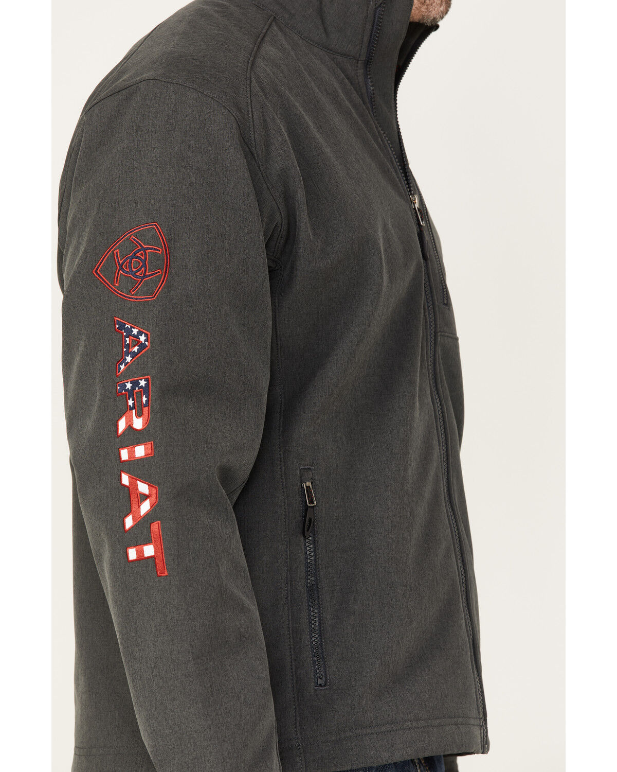 Image #3 - Ariat Men's Americana Logo 2.0 Zip-Front Softshell Jacket - Big, Charcoal, hi-res