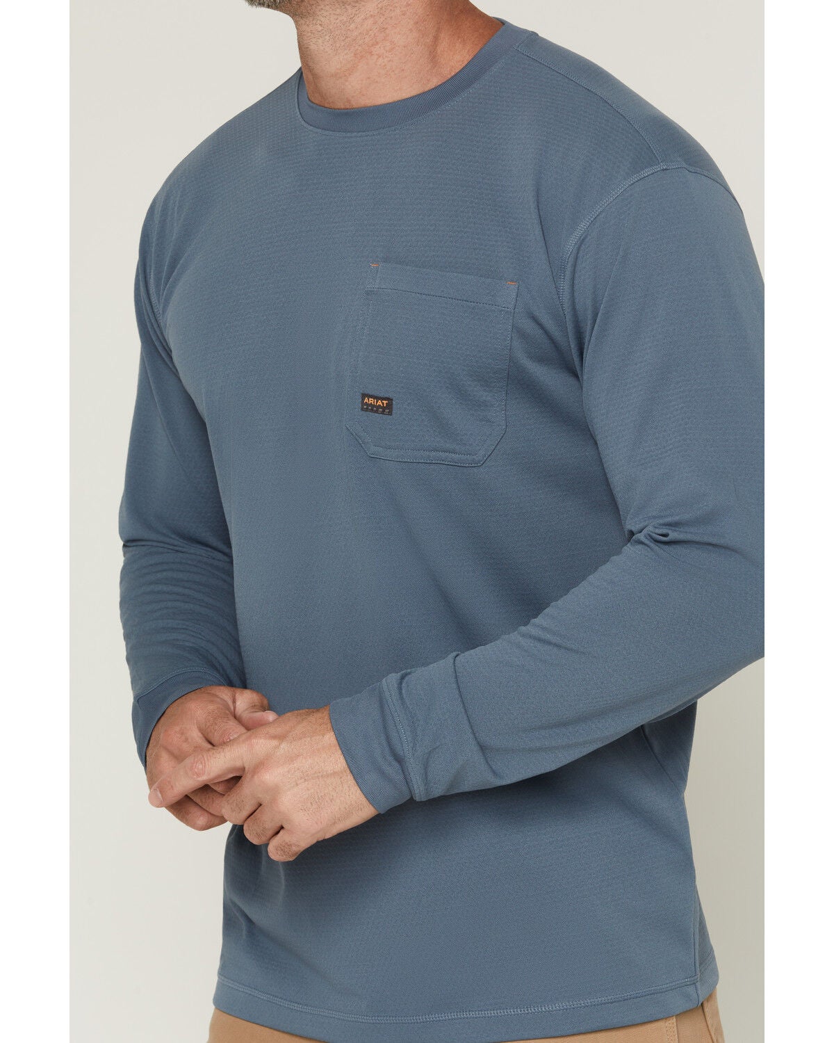 Image #3 - Ariat Men's Rebar Heat Fighter Long Sleeve Work Shirt, Blue, hi-res