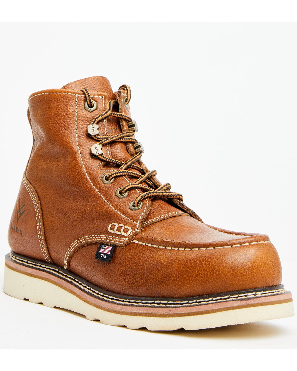 Hawx Men's 6" USA Pitstop Wedge Work Boots - Composite Toe, Brown, hi-res