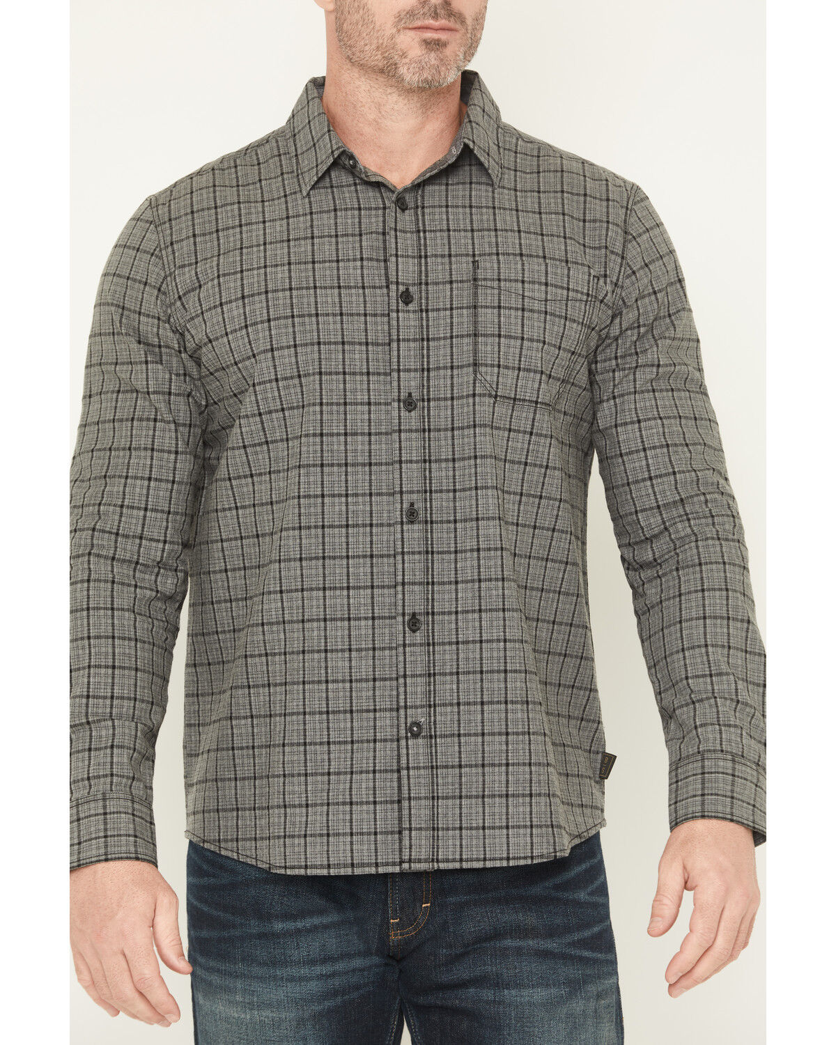 Image #3 - Brothers and Sons Men's Bryce Plaid Print Long Sleeve Button-Down Western Shirt, Grey, hi-res