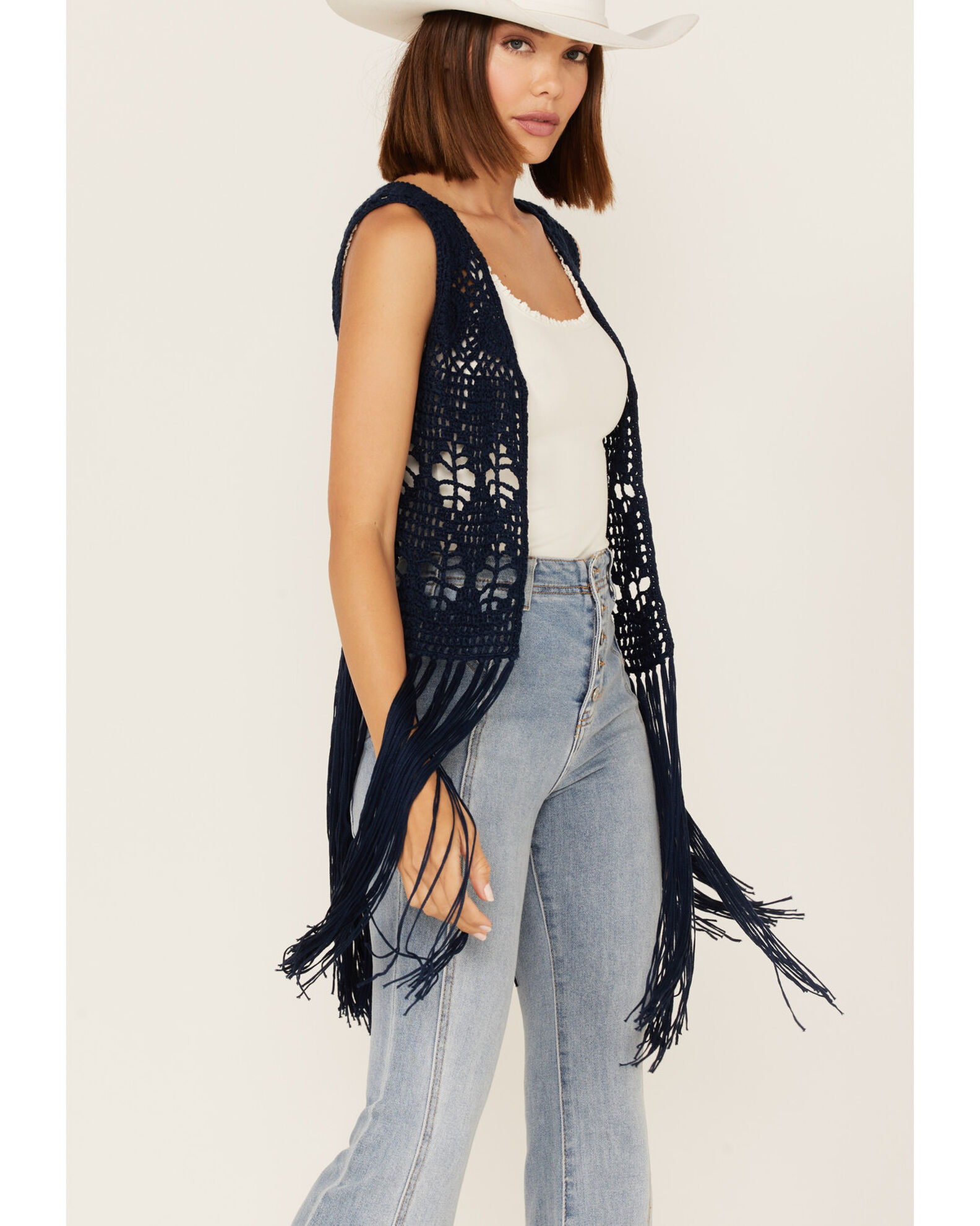 Knitted tassel vest shop