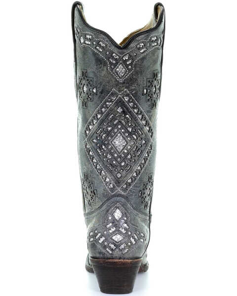Corral Women's Glitter Inlay Cowgirl Boots - Snip Toe, Black Distressed, hi-res