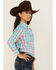 Image #2 - Panhandle Girls' Plaid Print Long Sleeve Snap Western Shirt, Light Blue, hi-res