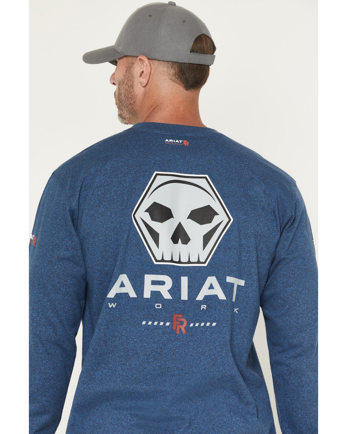 Ariat Men's FR Air Bolt Long Sleeve Graphic Work Shirt, Heather Blue, hi-res
