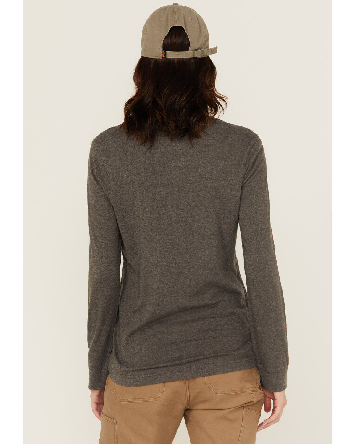 Image #4 - Wolverine Women's Classic Long Sleeve Pocket Work Tee, Charcoal, hi-res