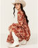 Image #1 - Jolt Women's Long Sleeve Floral Jacquard Chiffon Midi Dress, Rust Copper, hi-res