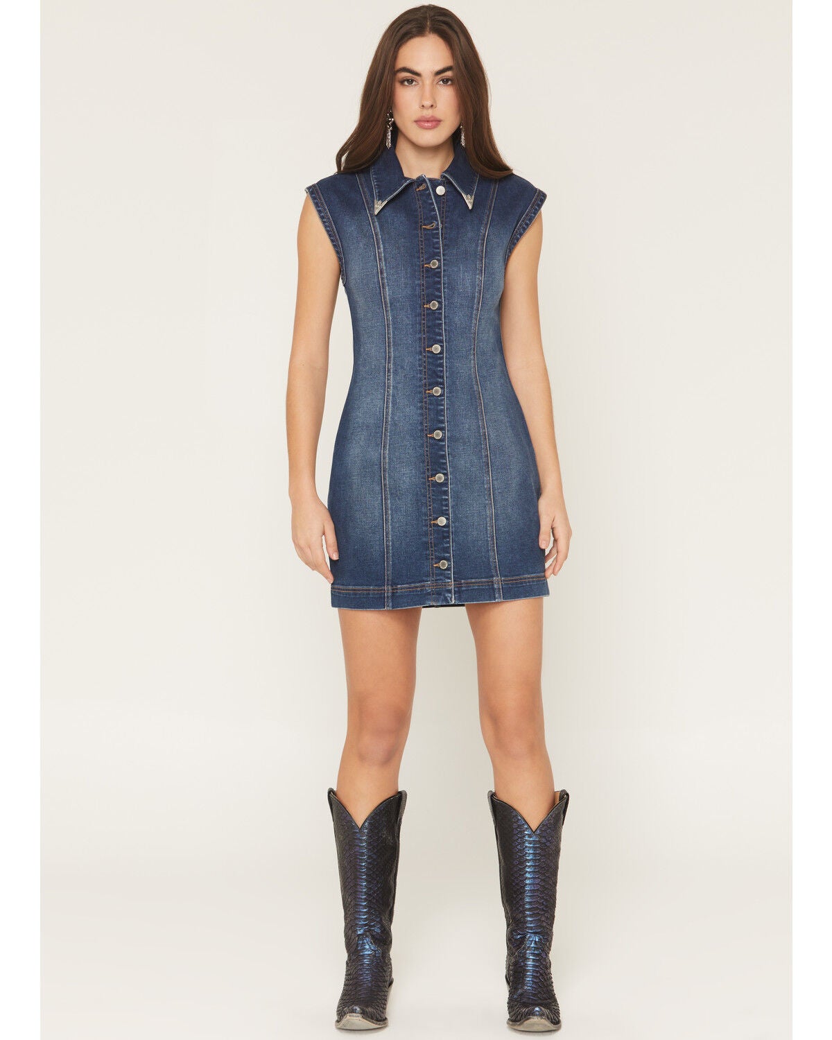 Image #4 - Idyllwind Women's Avalon Sleeveless Button-Down Denim Mini Dress, Medium Wash, hi-res