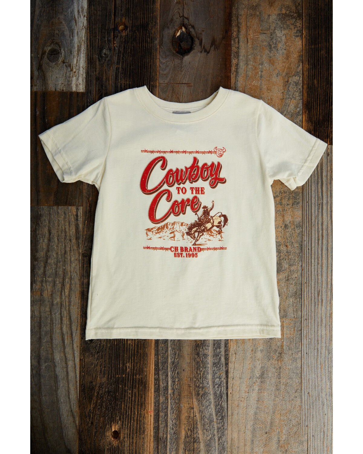 Image #1 - Cowboy Hardware Toddler Boys' Cowboy to the Core Short Sleeve Graphic T-Shirt, Tan, hi-res