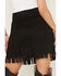 Image #4 - Fornia Women's Faux Suede Fringe Mini Skirt, Black, hi-res