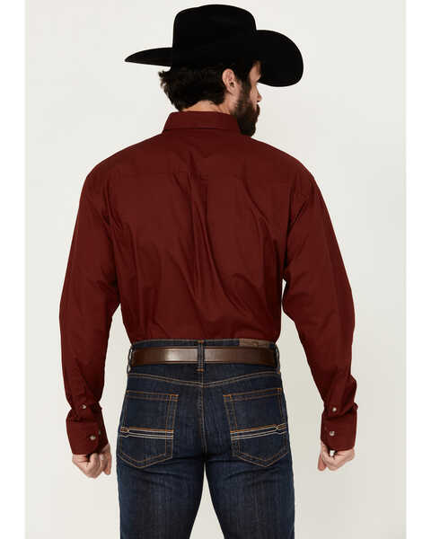 Image #4 - George Strait by Wrangler Men's Solid Long Sleeve Button-Down Western Shirt - Big , Red, hi-res