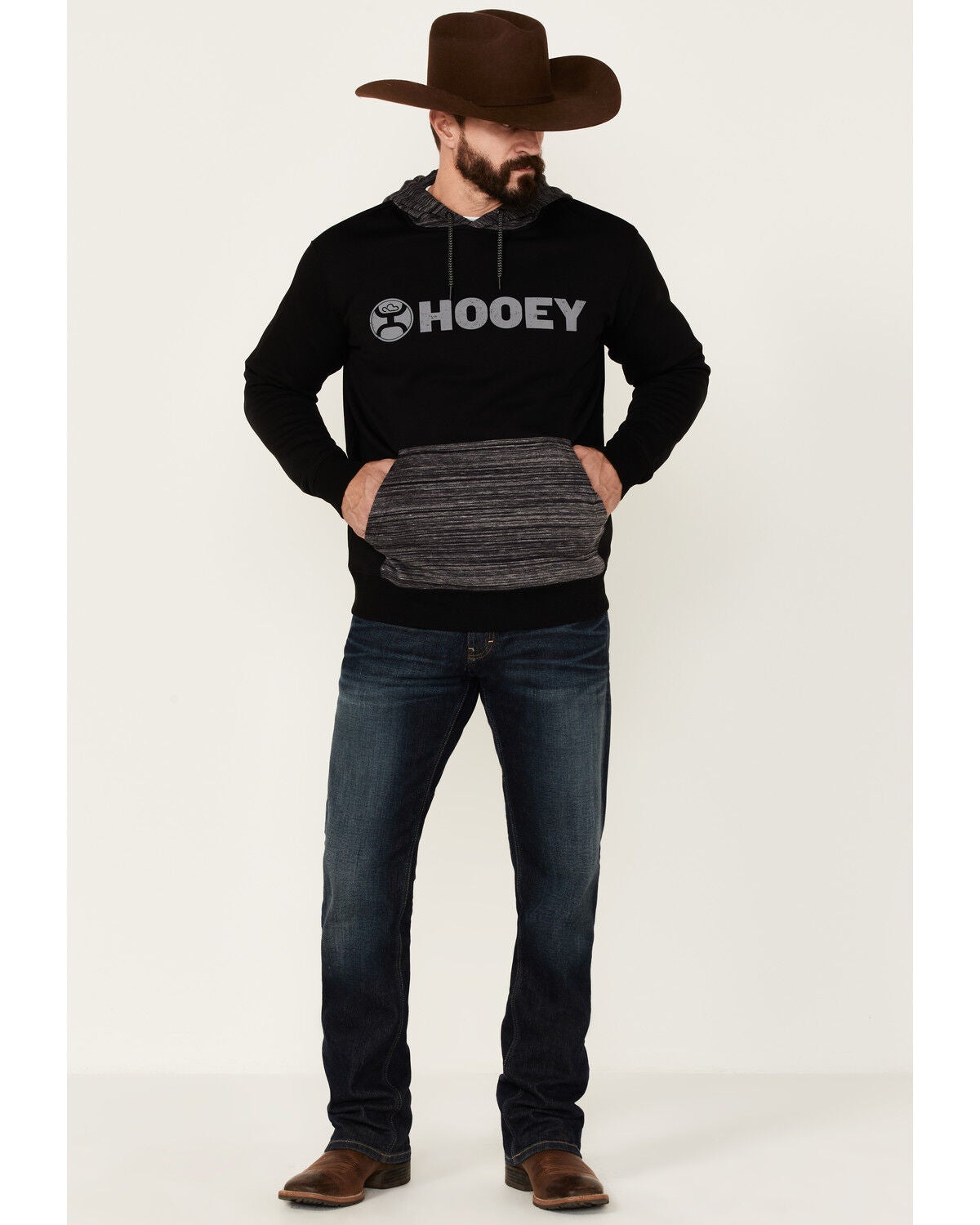 Image #2 - Hooey Men's Lock-Up Logo Graphic Hooded Sweatshirt - Black & Gray , , hi-res