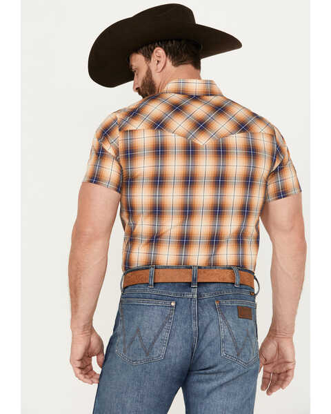 Image #4 - Pendleton Men's Frontier Plaid Print Short Sleeve Western Snap Shirt, Rust Copper, hi-res