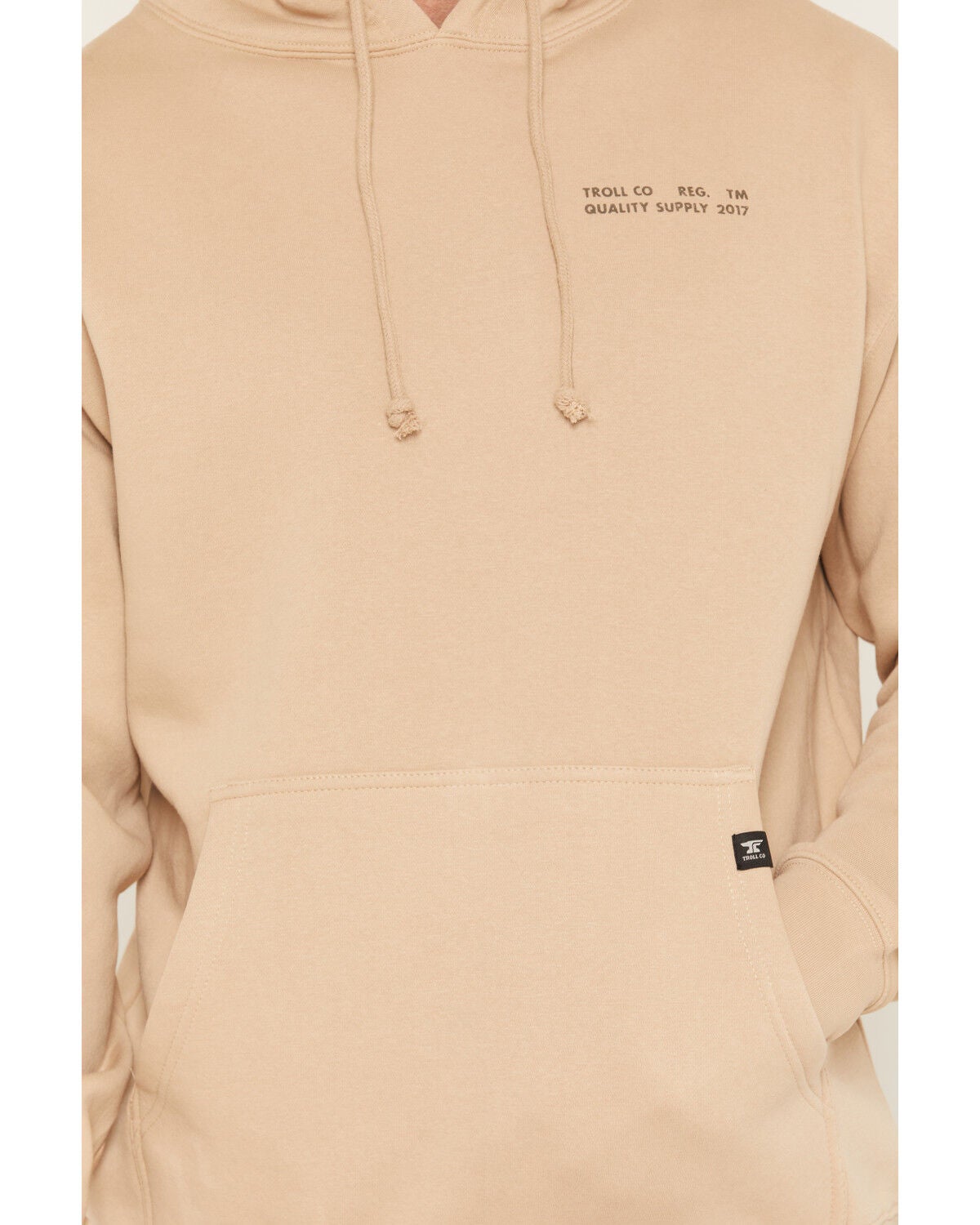 Image #4 - Troll Co Men's No Luck All Work Graphic Hooded Sweatshirt, Taupe, hi-res