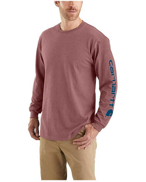 Image #1 - Carhartt Men's Loose Fit Heavyweight Long Sleeve Pocket Graphic T-Shirt , Maroon, hi-res