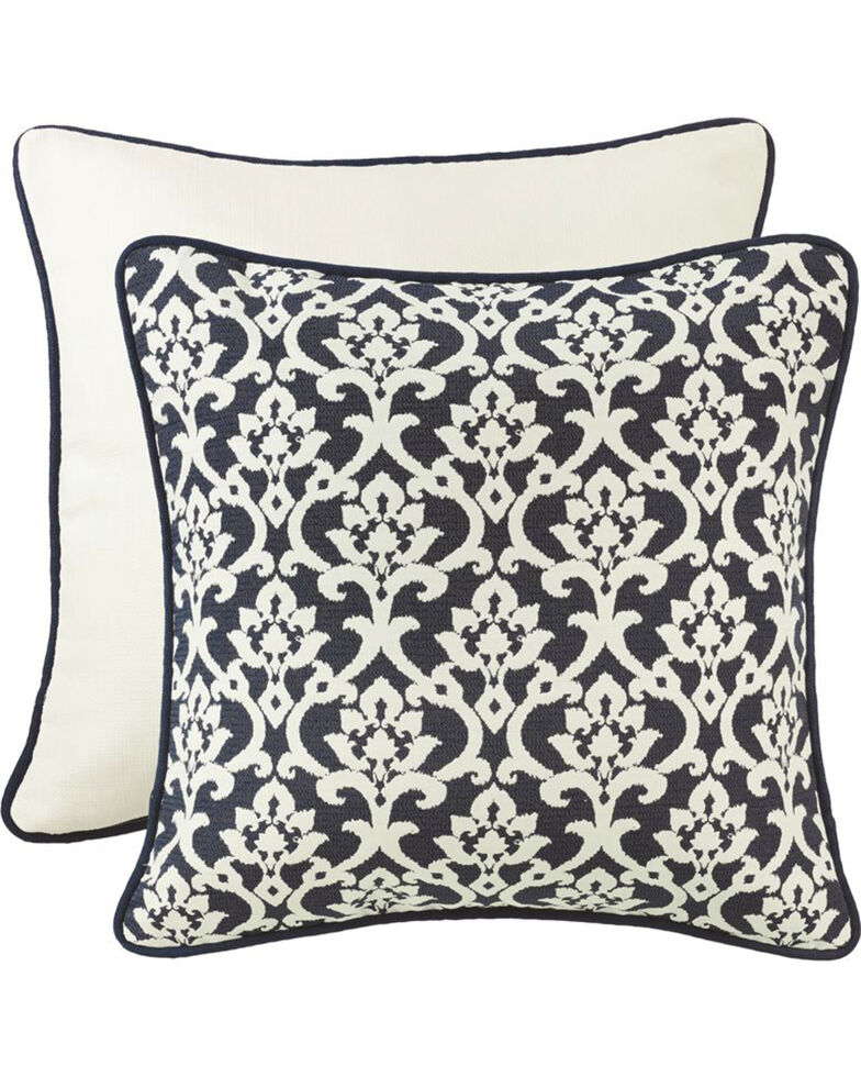 HiEnd Accents Navy and White Floral Euro Pillow , Multi, hi-res
