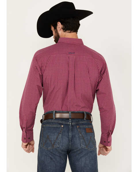 Image #4 - Ariat Men's Ervin Checkered Long Sleeve Button-Down Performance Shirt, Dark Pink, hi-res
