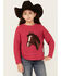 Image #1 - Cotton & Rye Girls' Horse Applique Round Bottom Sweater , Pink, hi-res