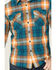 Image #3 - Pendleton Men's Beach Shack Plaid Print Long Sleeve Button-Down Western Shirt, Teal, hi-res