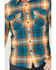 Image #3 - Pendleton Men's Beach Shack Plaid Print Long Sleeve Button-Down Western Shirt , Teal, hi-res