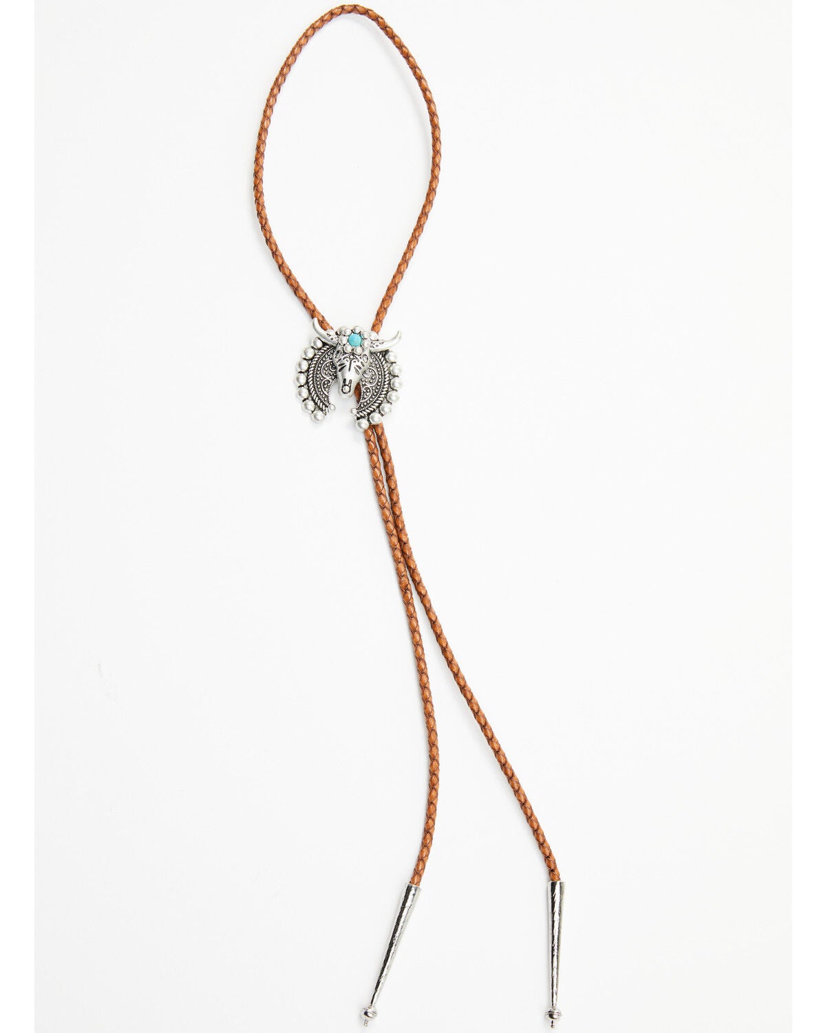 Image #1 - Shyanne Women's Crescent Steer Head Bolo Tie, Silver, hi-res