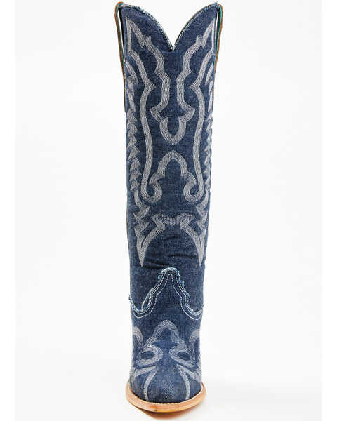 Image #4 - Corral Women's Denim Embroidered Tall Western Boots - Pointed Toe , Medium Blue, hi-res