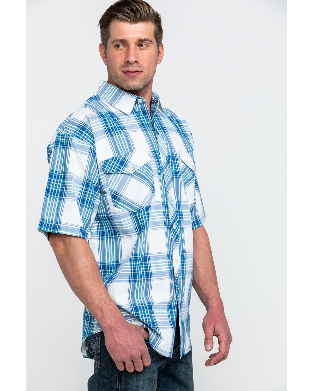 Image #3 - Resistol Men's Biscayne Large Plaid Short Sleeve Western Shirt, , hi-res