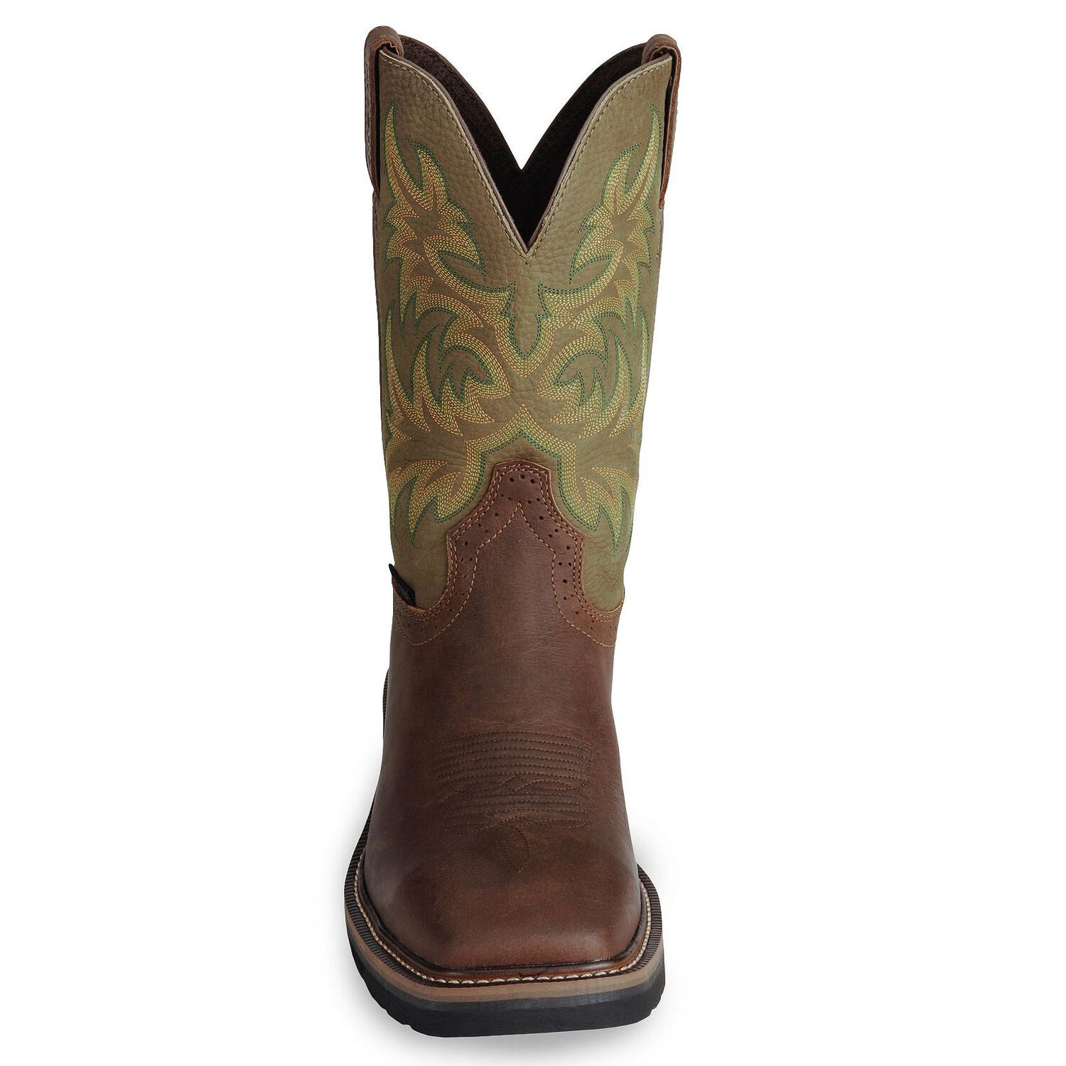 Image #4 - Justin Men's Stampede Driller Brown Work Boots - Steel Toe, Waxed Brn, hi-res